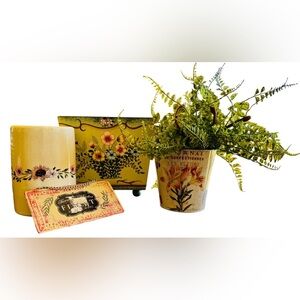 Spring decor Lot planters candle holder sign floral cottage farmhouse folk